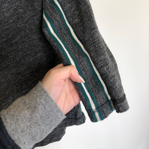 Madewell Dark Gray 3/4 Sleeve Striped Sweater Top - Picture 5 of 10